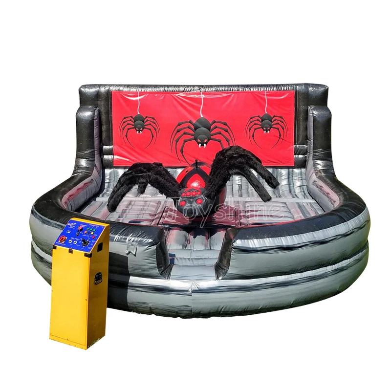 Inflatable Bouncer Game Halloween Black Widow Spider Themed Inflatable Bull Riding Rodeo Mechanical Bull Ride