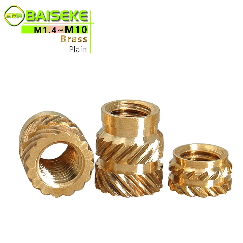 Direct Factory Custom brass knurled thread inserts nuts M1.4 M1.6 M2 M3 M4 M5 M6 M8 M10 brass insert nuts