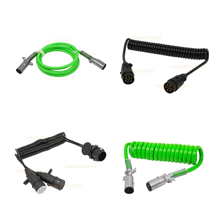 huanchain 7 way abs cord 7 way coiled trailer cord heavy duty electrical power cable for semi truck tractors