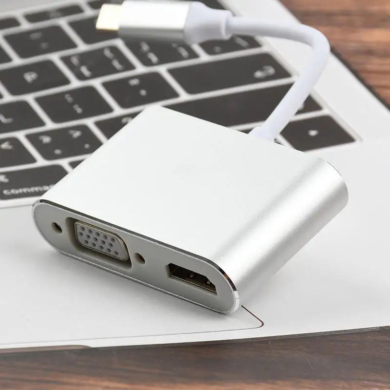 China manufacturer USB Type C to HDMI VGA 3.5mm Audio Hub 3 in 1 Multiport Adapter for mac book