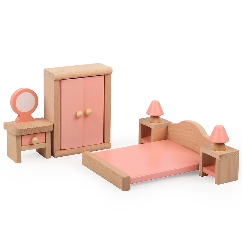 Dollhouse accessories 24 sets Pretend play wooden Mini furniture doll house