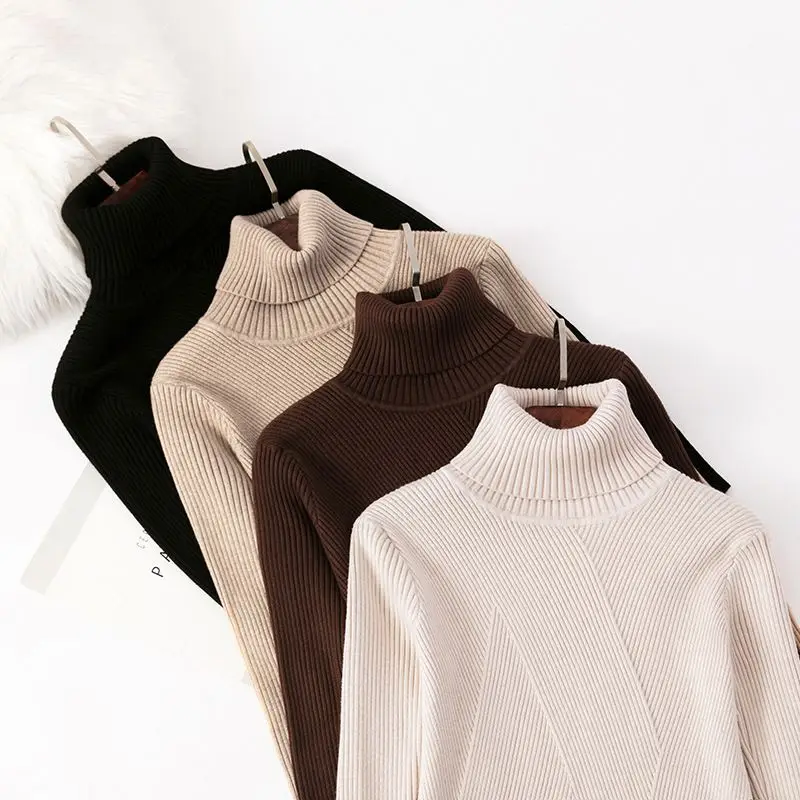 Chic Autumn Winter Thick Sweater Pullovers Women Long Sleeve Casual Warm Basic Turtleneck Sweater Female Knit Jumpers Top Y12661