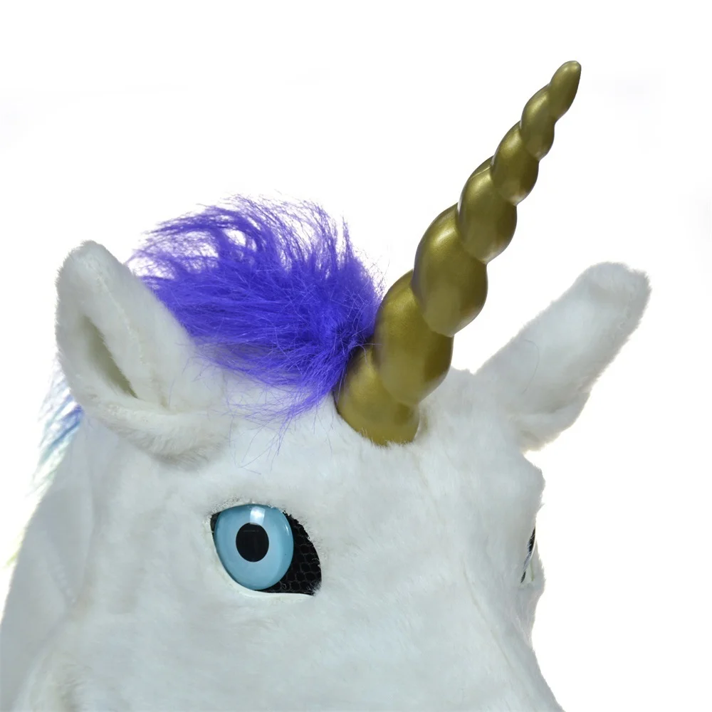 Tgirl Unicorn Moving Mouth Mask Head Mask Realistic Animal Halloween Mask for Halloween Cosplay Costume Party