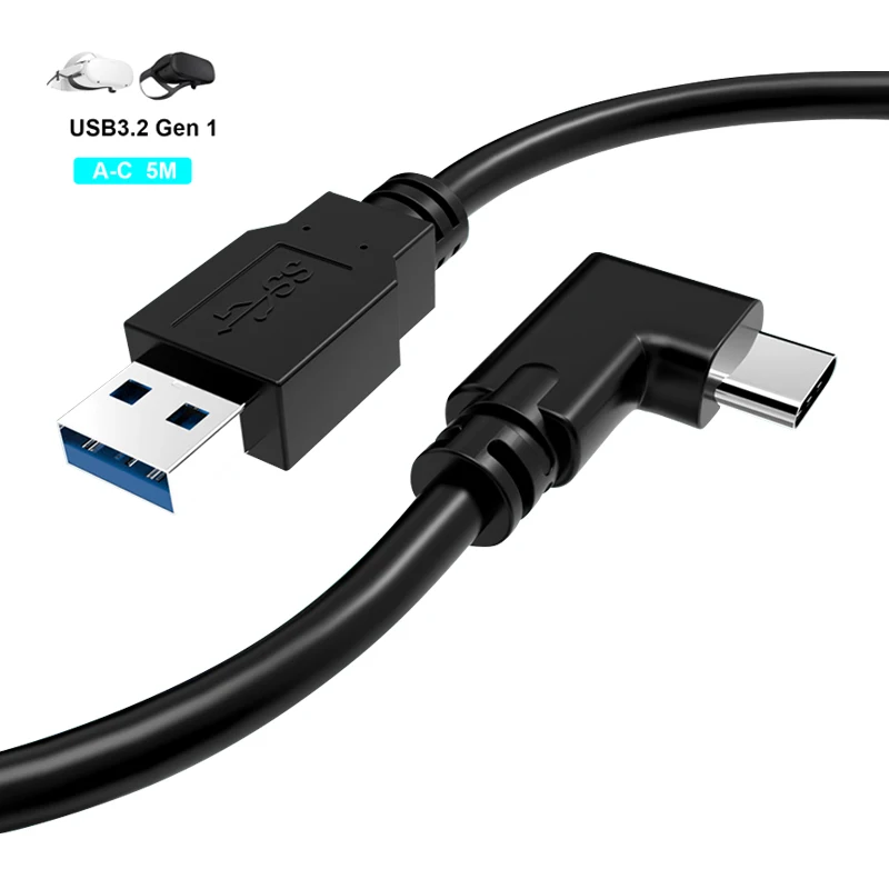 Пользовательский 4 м 5 13 футов 16 90 градусов прямой угол usb 3 1 Gen Гбит/с от A до type c передача данных для VR 0culus quest