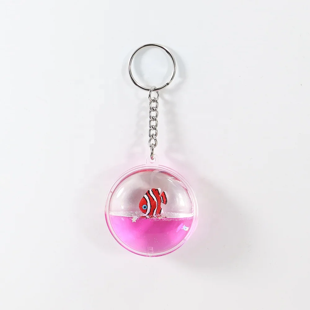Nimo Clown Fish Flotage Aquarium Glitter Acrylic Cute Cartoon Luxury Floating Liquid Pink Water Bubble Keychains
