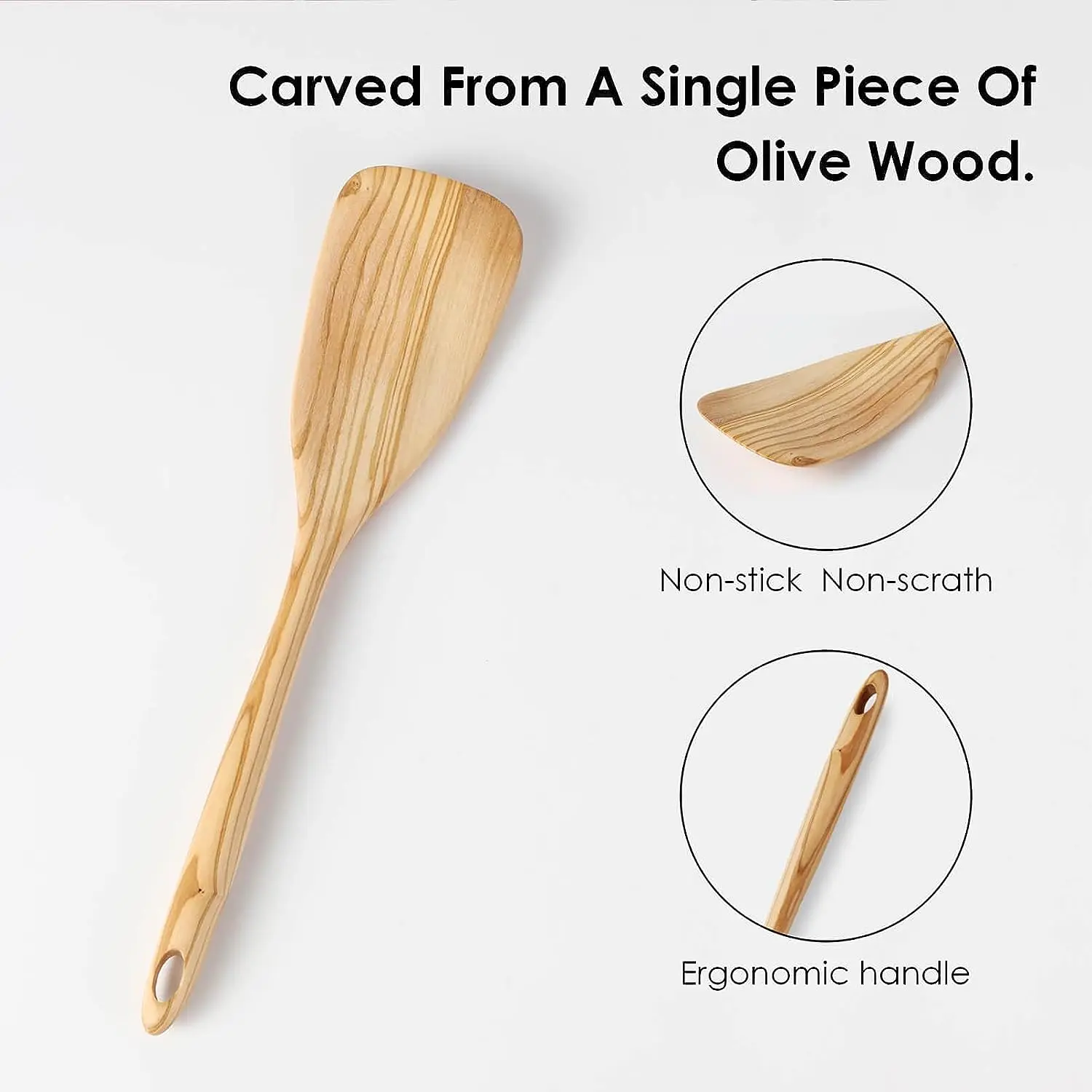 Olive Wood Utensis Set-8 PCS Natural Olive Wood Kitchen Cooking Tools with Fat Spatula