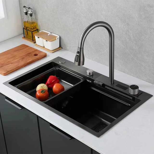 Wholesale New Stainless Steel Waterfall Kitchen Sink Topmount Sink