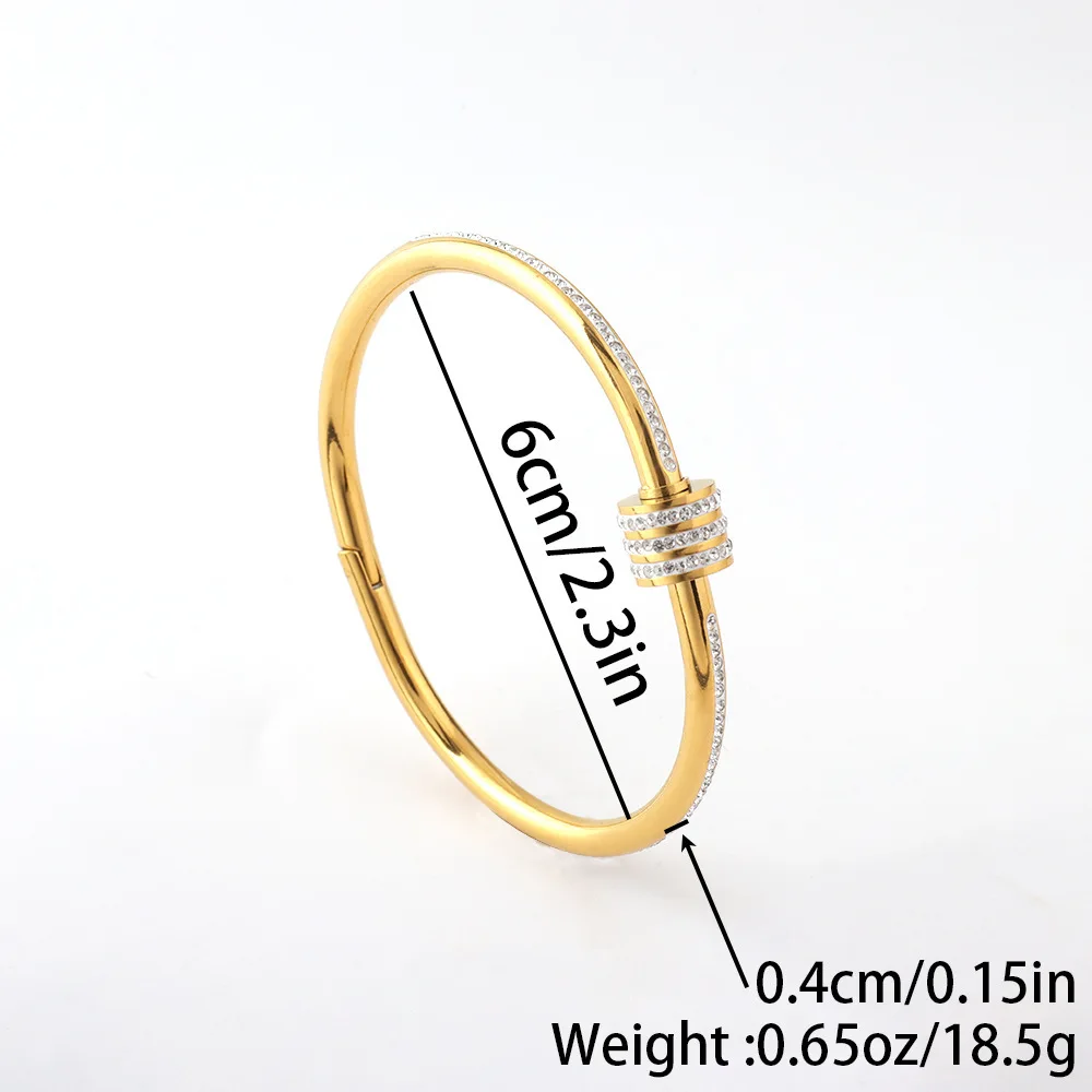 Stainless steel gold plated bracelets bangles nail heart zircon bamboo silver 18K gold jewelry women star engraved bracelet