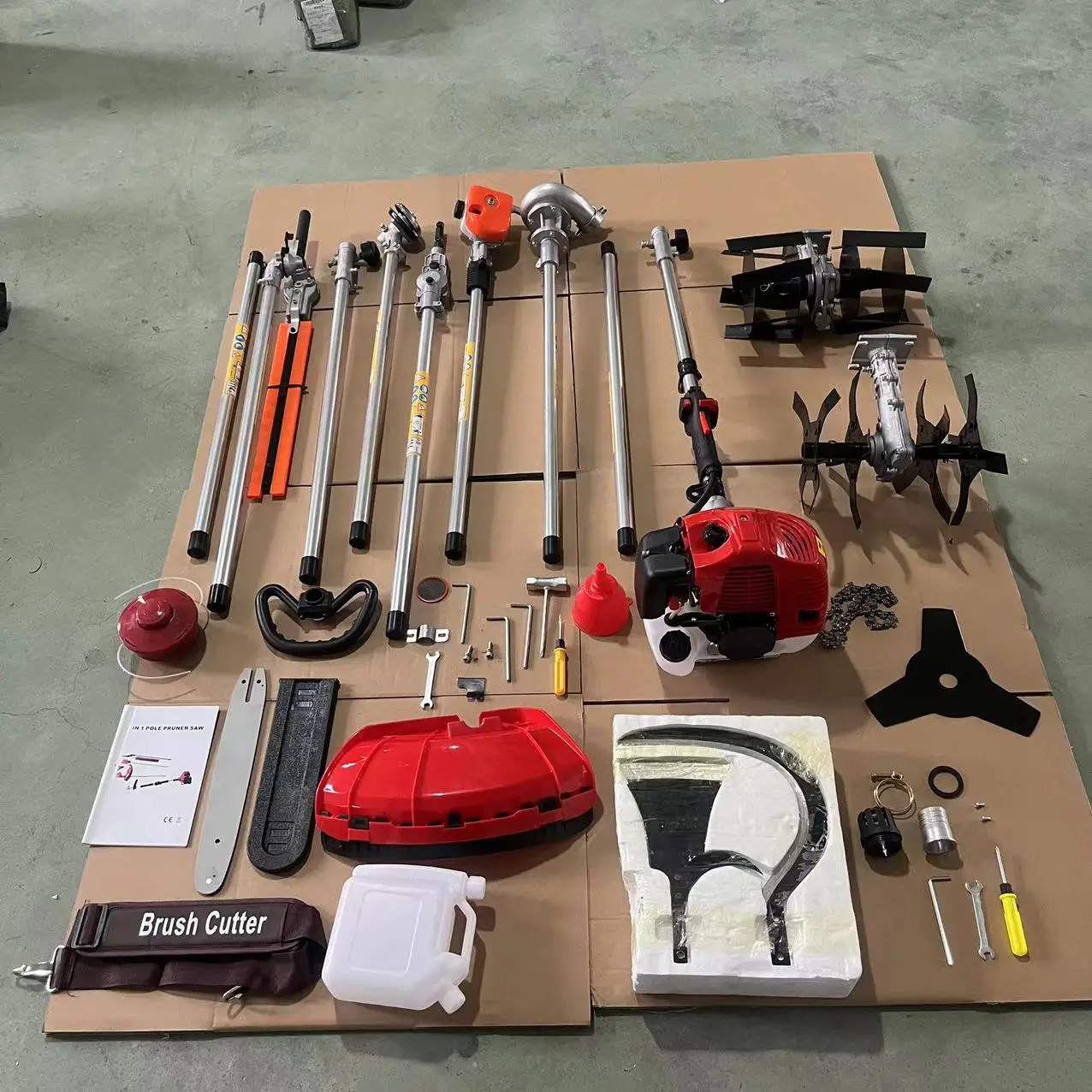 6-in-1 52CC Industrial 2-Stroke Gasoline Power Brush Cutter Multi-Purpose for Grass Cutting Metal Blade with Carburetor