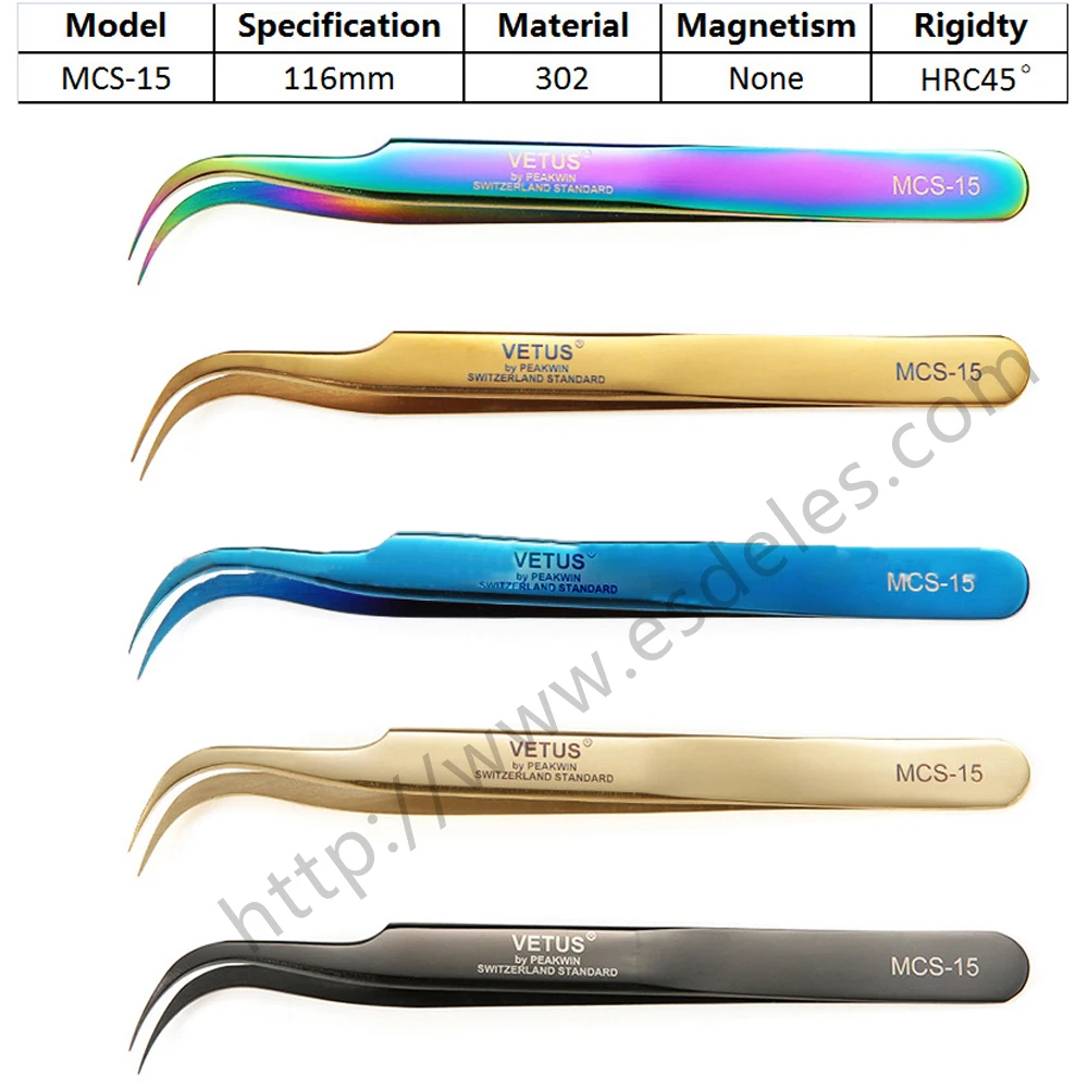 Золотая 100% натуральная Vetus MCS-12 MCS-15 MCS-18 MCS-19 MCS-20 MCS 5B Пинцет для наращивания ресниц объем Pinzas
