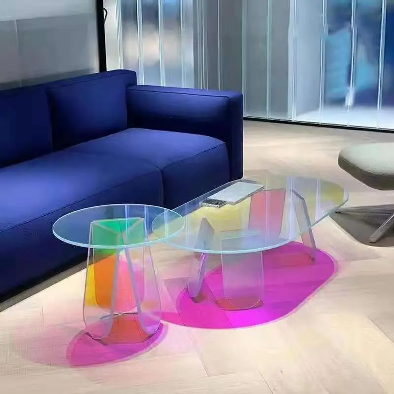 Acrylic Coffee Coffee Table Small Side Table Oval Coffee Table Rainbow Clear Glass Dining Room Furniture Home Furniture Modern