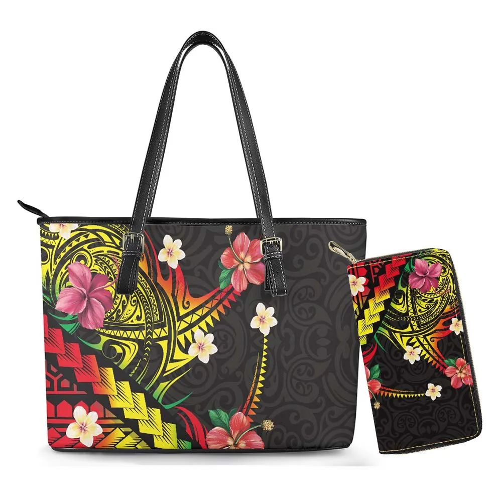 Large Handbags 2022 Purse Wallet Set Samoan Tattoo Shoulder Bag For Women Hot Sales Ladies Bags Handbag 2021 Print On Demand