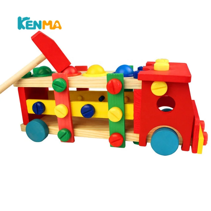 Kids Take Apart Wooden Bus  Wooden Hammer and Ball STEM Developmental Fun Learning Montessori Toys