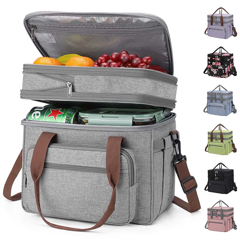 Large Reusable eco-friendly Water Resistant Women new fashion, Portable Lunch Insulated Cooler Tote bags For Work School Travel/