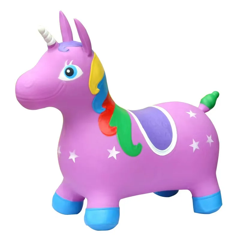 Purple Bouncy Unicorn Hopper for Toddlers Hopping Bouncing Inflatable Animal Toy Jumping Horse for Kids
