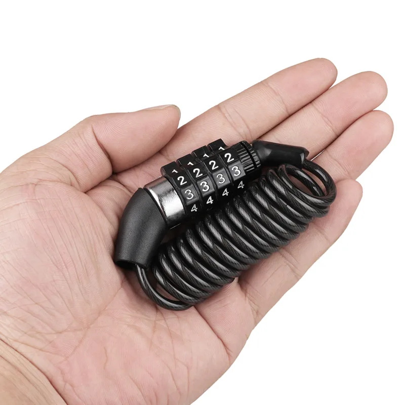 Motorcycle Helmet Anti-theft Safety Lock Mini Road Bike Anti-theft Cable Lock Portable Bicycle Digital Code Lock Durable