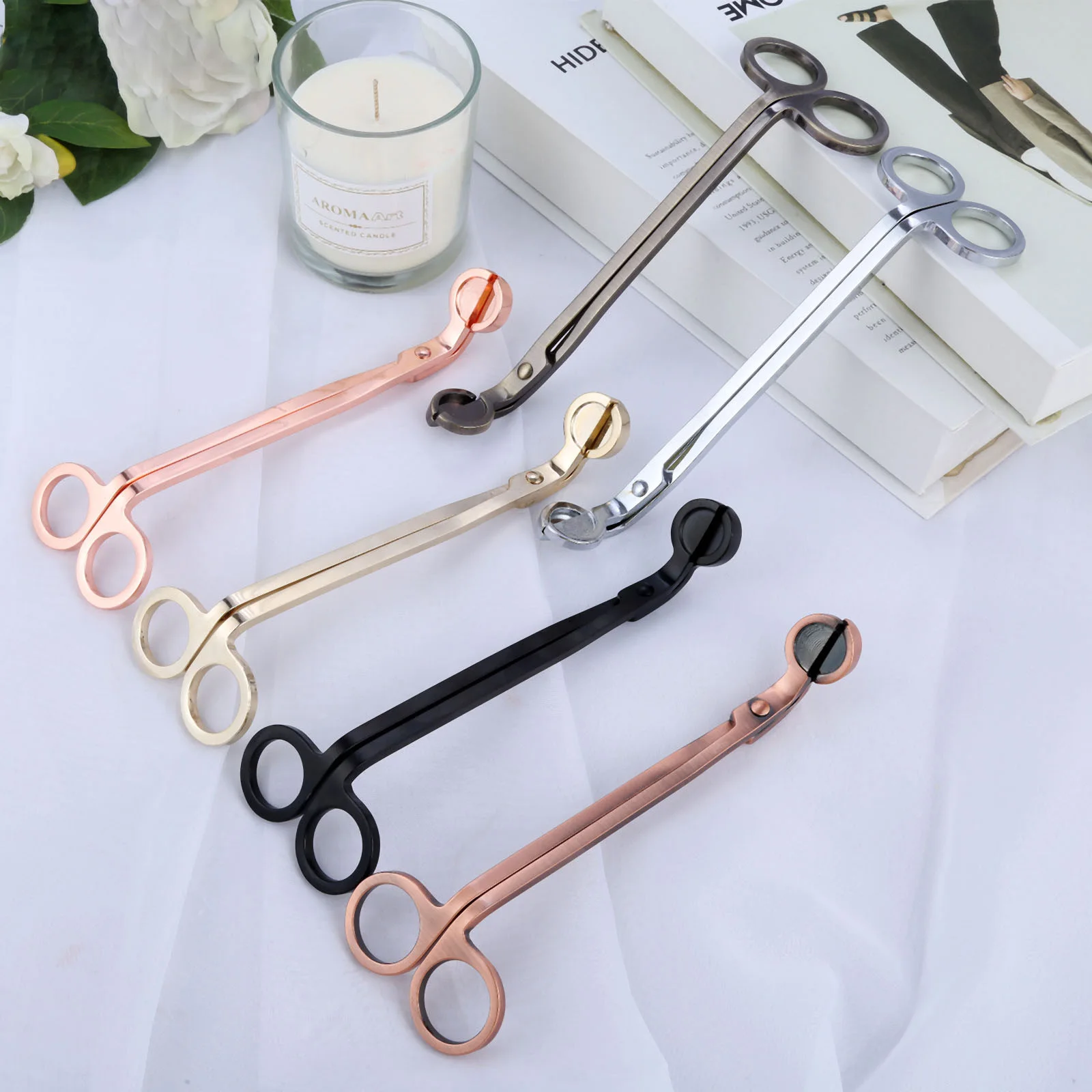 Candle Scissors Wick Trimmer Snuffer Gold Stainless