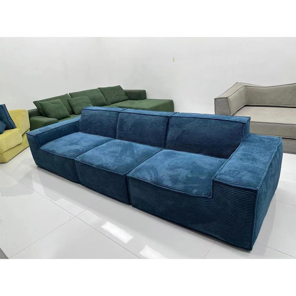 Home Living Room Apartment Corduroy Fabric Compressed Cloud Sofa Indoor Couch Vacuum Air Compression Sectional Sofa Set