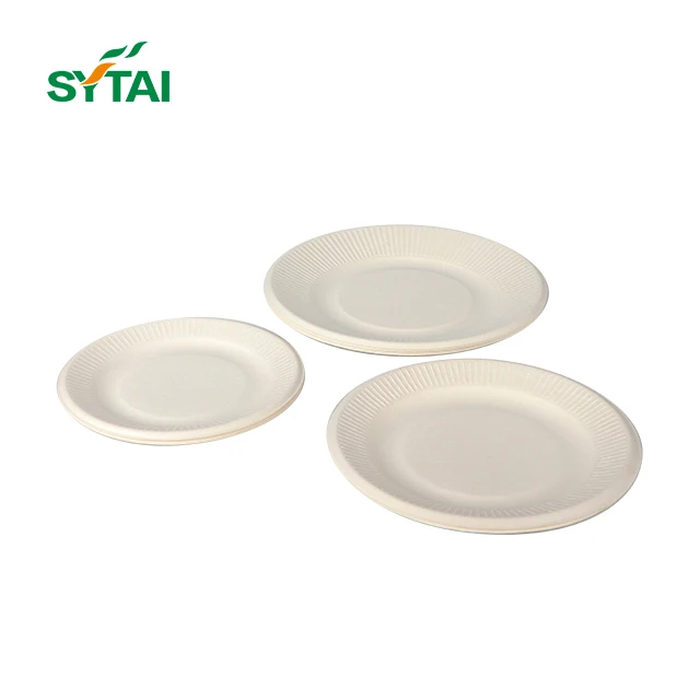 100% Biodegradable Dinnerware Round Plates Made of Disposable Sugarcane Fibers Compostable Dinner Tableware Dish Plates