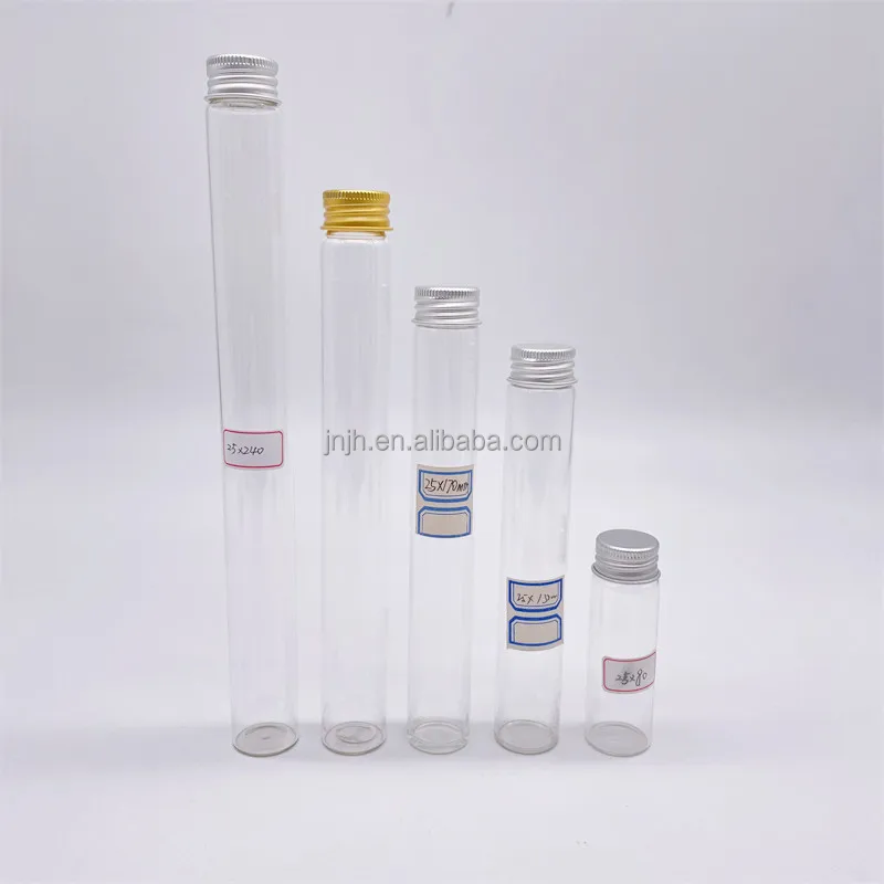 Food Grade Glass test Tube / Tea Leaf Glass test Tube With Aluminum Screw Cap