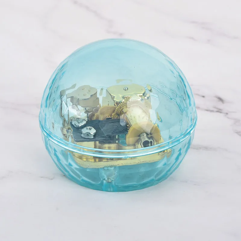 Custom Round Shape Acrylic Music Box  With Wind Up Music Box Mechanism