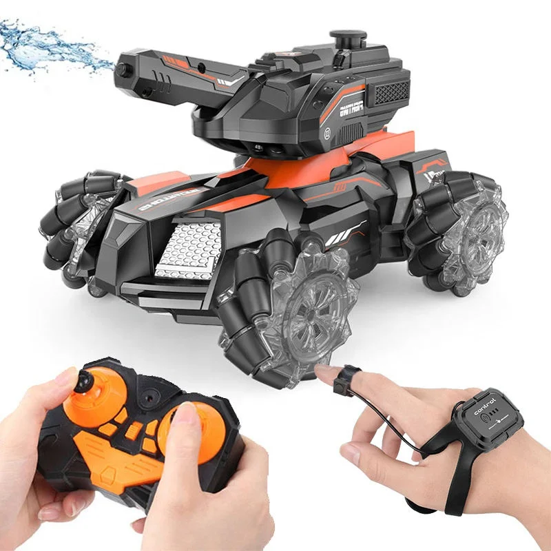 Hot Selling 360 Rotate Tank Car Toys Shooting Vehicle Remote Control Hand Gesture Control Drift Rc Stunt Car With Water Spray