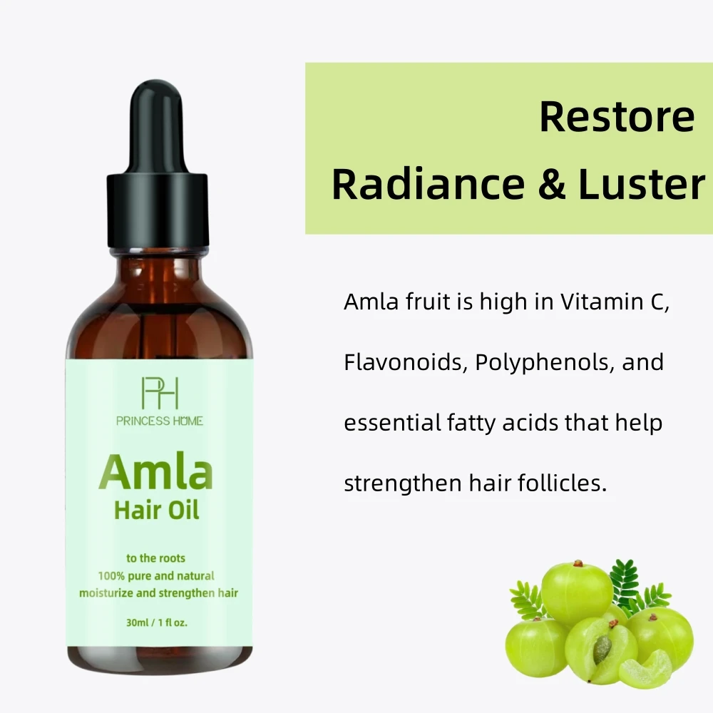 30ml Custom Logo Prevents Hair Breakage Hair Growth Moisturizing Natural and Cold Pressed Organic Amla Hair Essential Oil