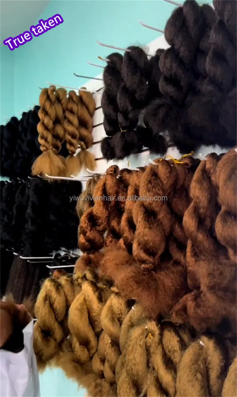 Vivian Hair factory platinum fibre direct top quality meche kinky afro feel like naturel bulk for braiding kinky straight hair