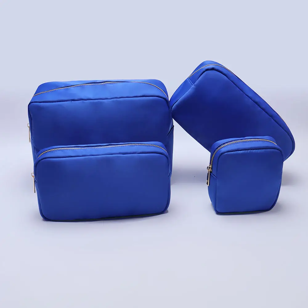 Keymay Stock Fast Ship DIY Cosmetic Bag with Chenille Letter Patches Makeup Bag Valentine Gift Nylon Pouch Bag for Travel