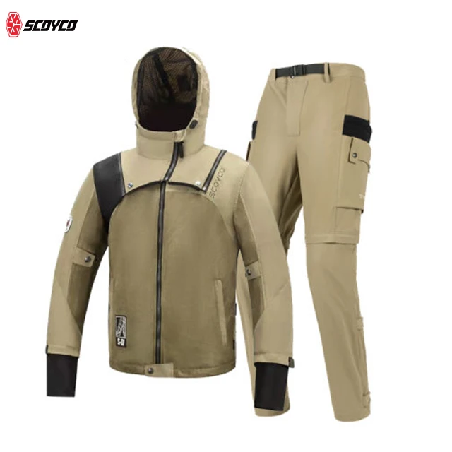 SCOYCO Black Motorcycle Suit Motorcycle 2 Piece Suit Motorcycle Full Body Armor Protective Jacket