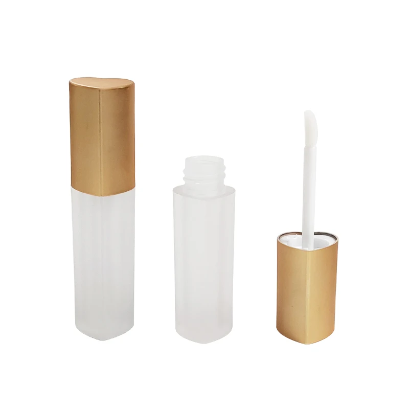 Instock New heart-shaped pink plastic transparent bottle rose gold custom lipgloss tubes containers ip gloss tubes