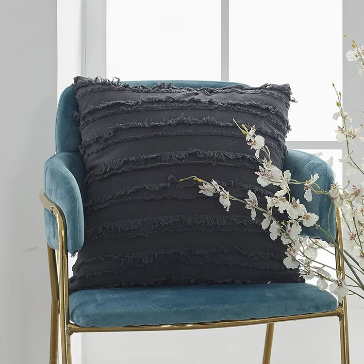 Buti Boho Macrame Solid Cotton Ethnic Knit Tassel  Embroidered Cushion Cover For Sofa