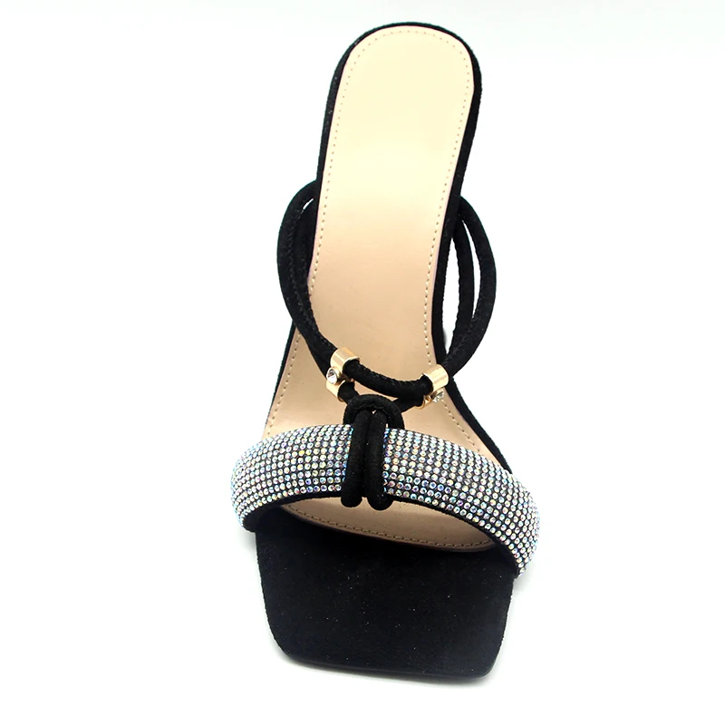 newest fashion Women strap High Heel square toe Mules Ladies Sexy Stiletto Heel Dress Party slippers