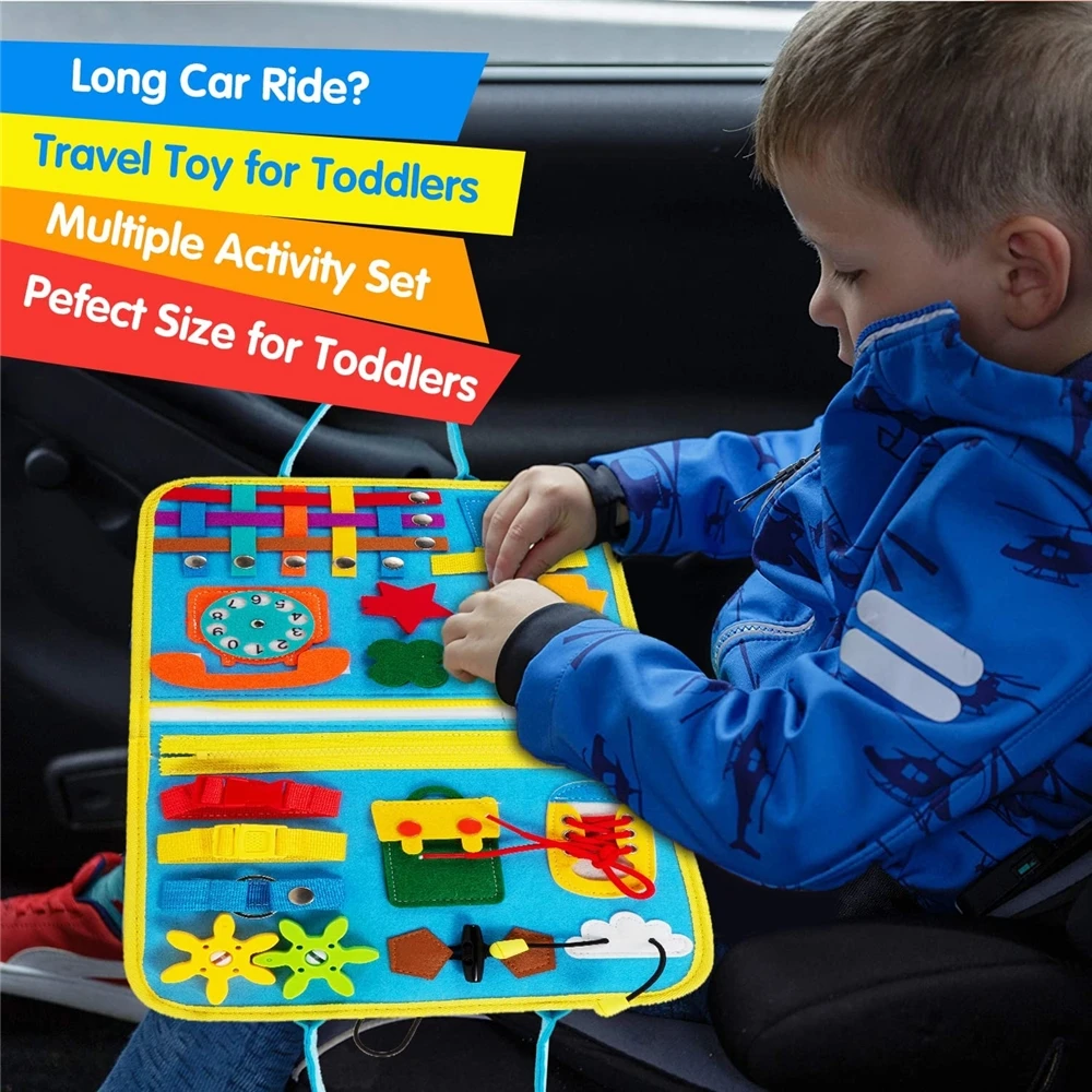 Hot selling Busy 1 2 3 4 Year Old, Sensory Activity Board Learning Toys, Travel Toys for Toddlers 1-3, Montessori Toy