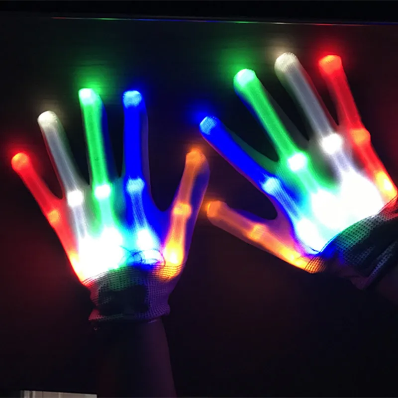 Wholesale Rave Light Flashing Finger Lighting Glow Mittens LED Glow Gloves for halloween