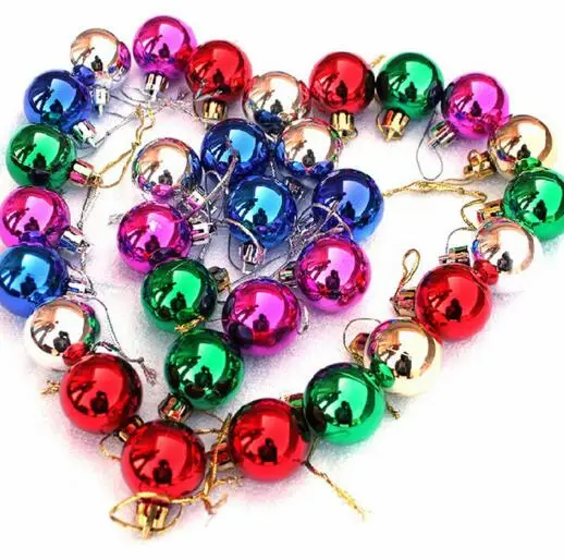 Plastic color christmas 24 balls per bottle ornaments hanging tree 4cm/6cm/8cm