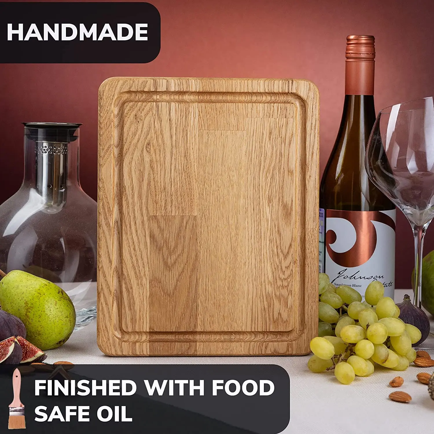 Combohome Large Reversible Multipurpose Thick Oak Wood Chopping Cutting Board