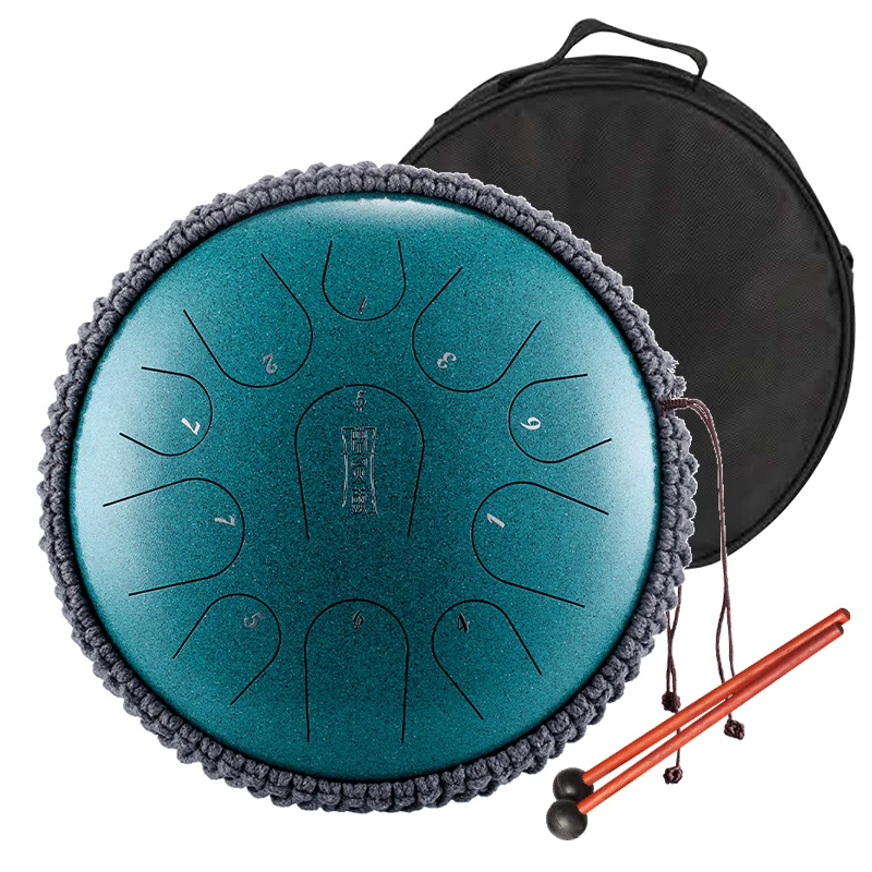 Hluru Steel Tongue Drum Musical Instruments Drums Kit 11 Note 12.5 Inch Hanpan Tank Drum Percussion Instrument TB11