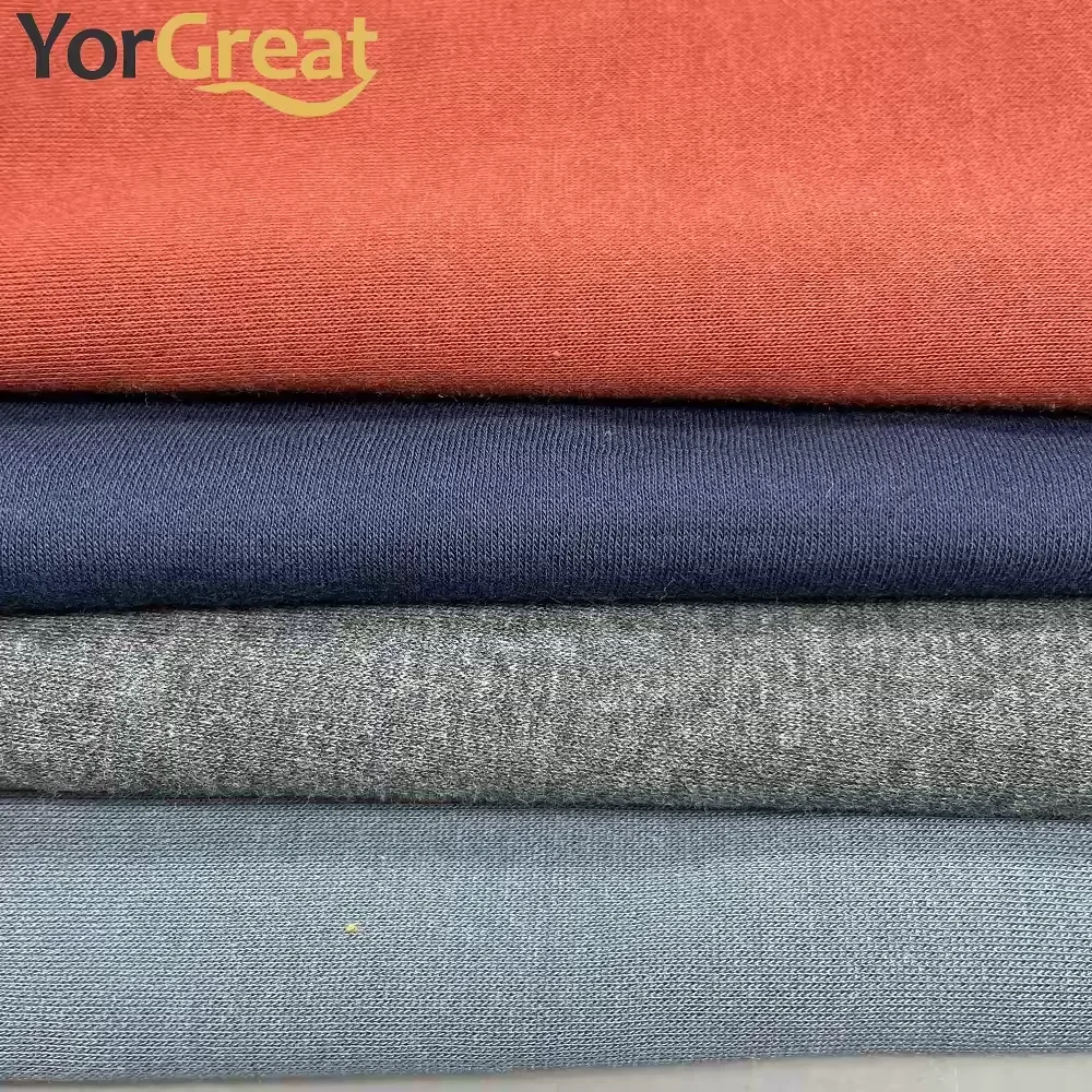 FREE SAMPLE fabrics factory high-quality grey melange color  fleece one side brush fleece fabrics fabric for clothing