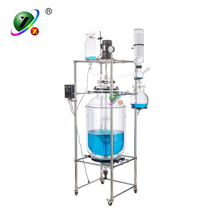 100L Lab explosion proof Chemical jacketed glass reactor