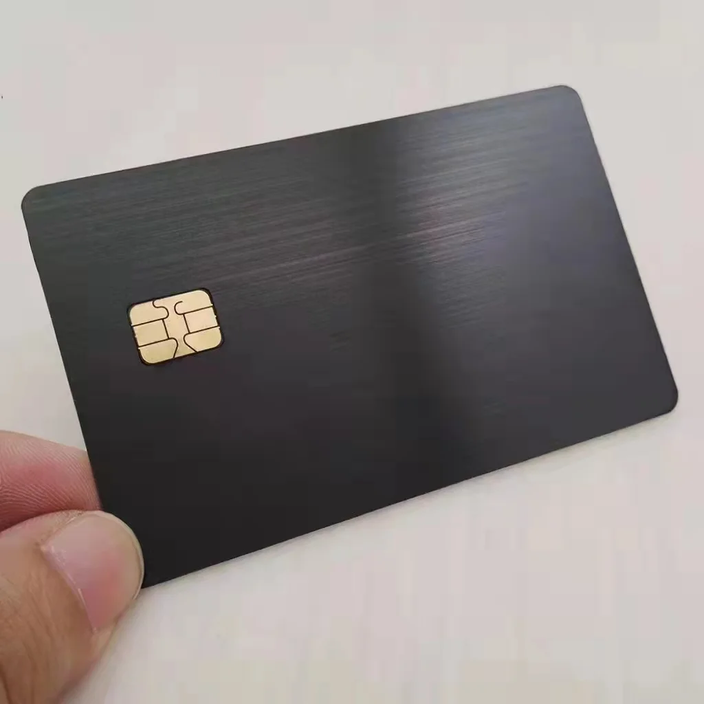 Custom Stainless Steel Metal business Contact IC Card Dual interface magnetic stripe card bank Chip Metal Cards With Chip Slot