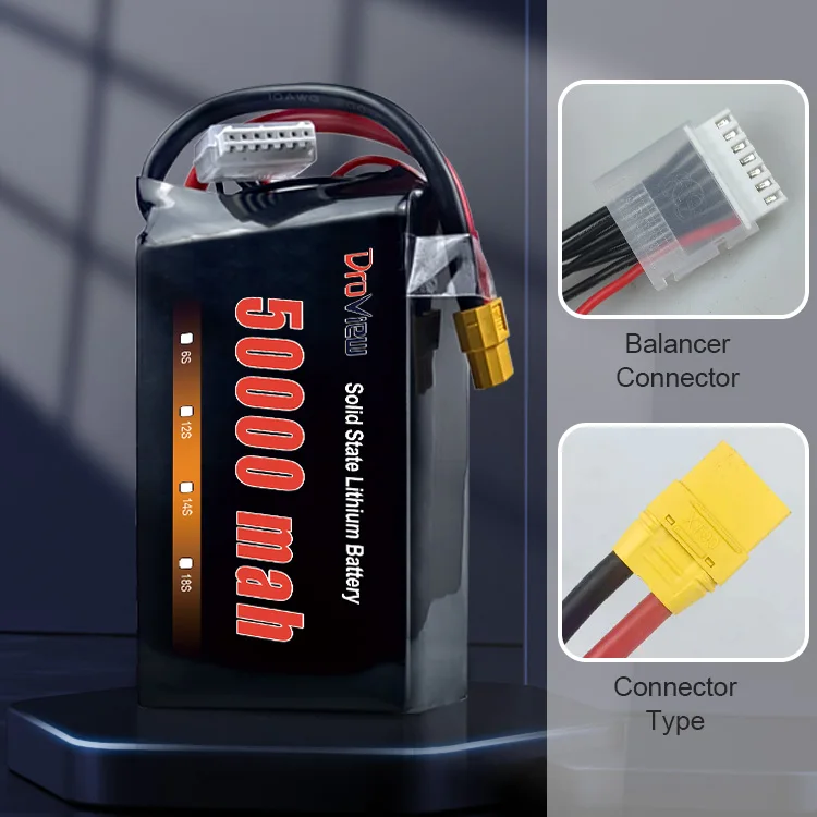 High Quality Safer Semi Solid State Battery 14S 51.8V 50000mAh 320wh/kg High Energy Density Lipo Battery Pack for UAV Drone