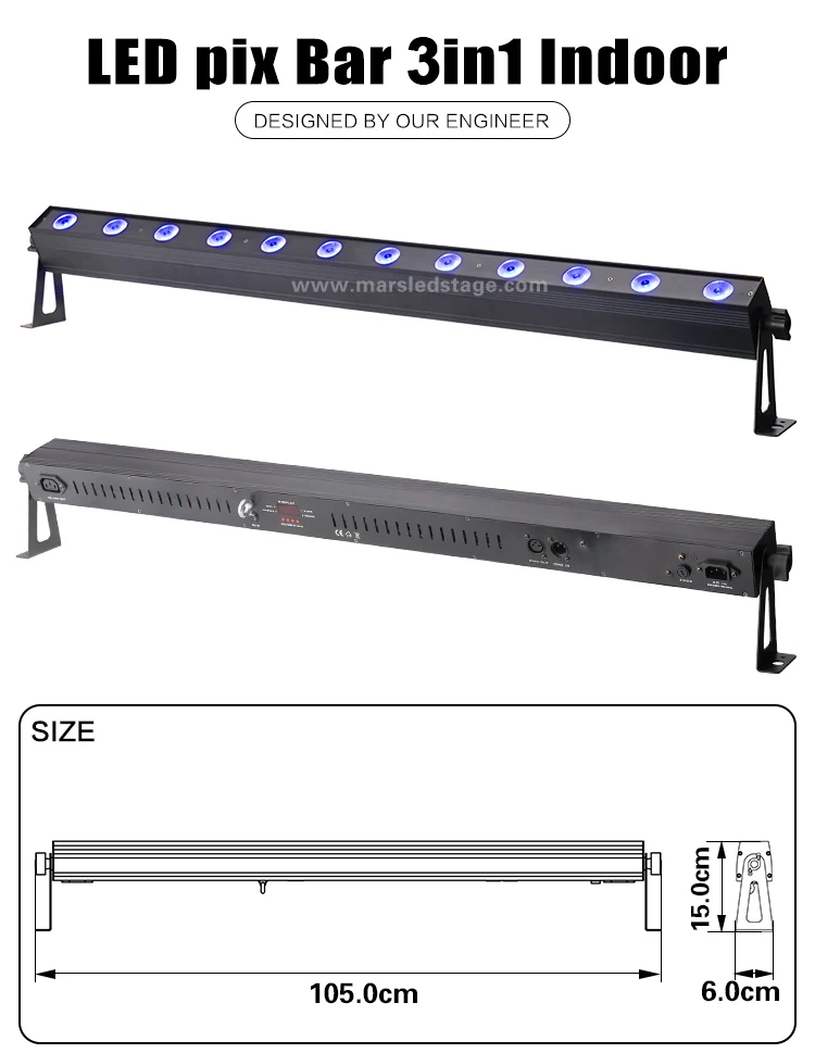 Sound active dmx 12pcs 3W 3in1 rgb led light bar wall wash bar light professional led wall washer light