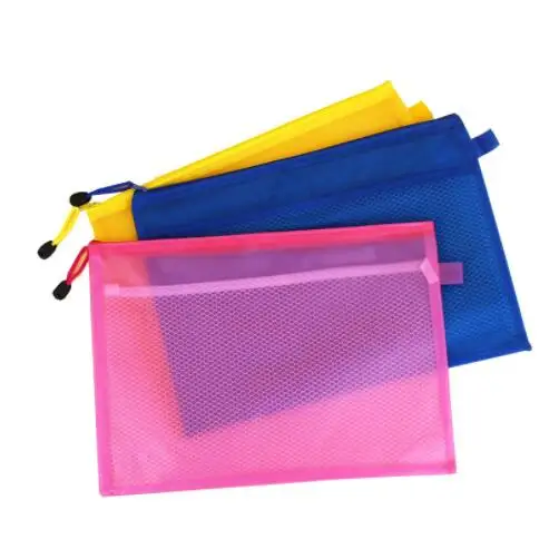 Прозрачные конверты формата A4, B5, A5, недорогая Водонепроницаемая сетчатая Пластиковая Сумка для документов на молнии с этикеткой