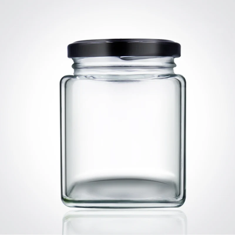 Wholesale Square Honey Glass Jar Jam Glass Jar Bocal en Verr With Lid Storage Food Container 50ml 80ml 100ml 200ml 280ml 380ml