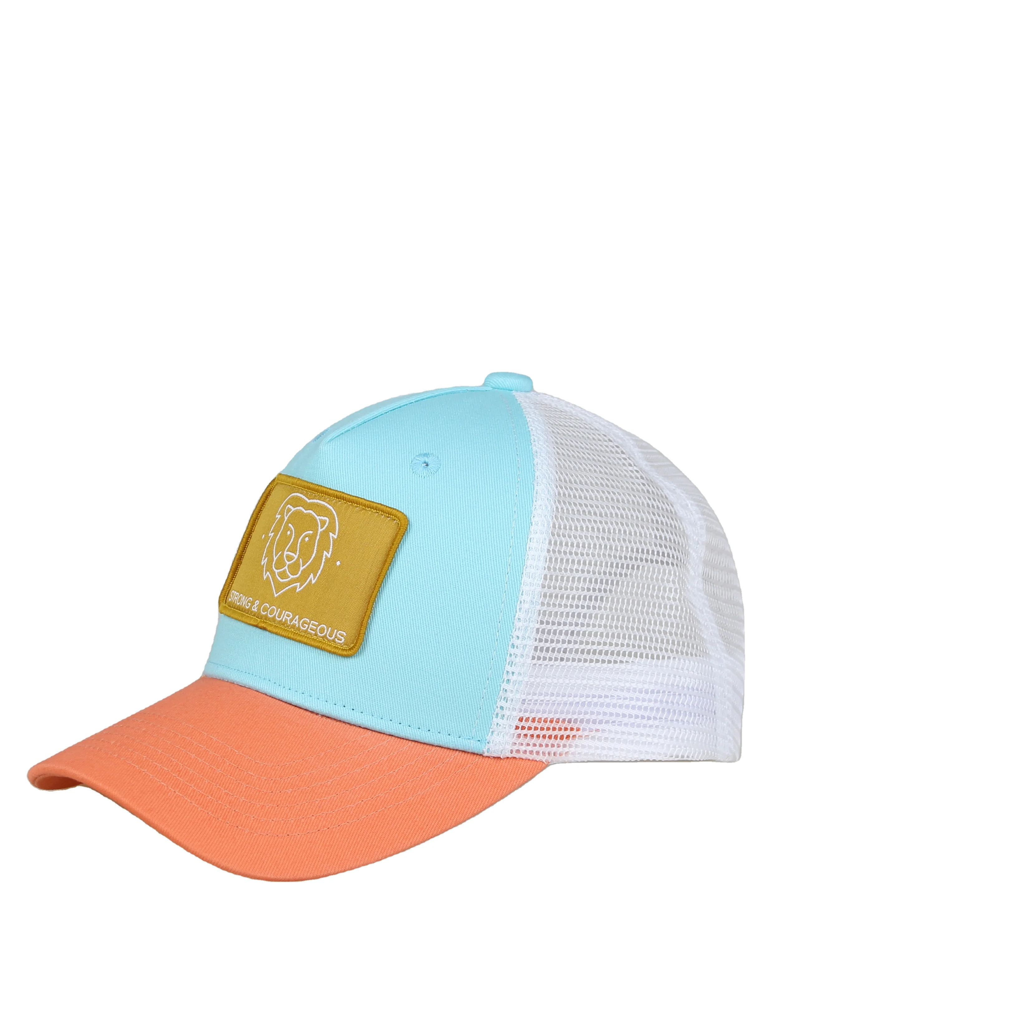 Great Quality Two Tones Cotton Trucker Caps and Wholesale Hats Custom Embroidered Logo 5 panel Hat