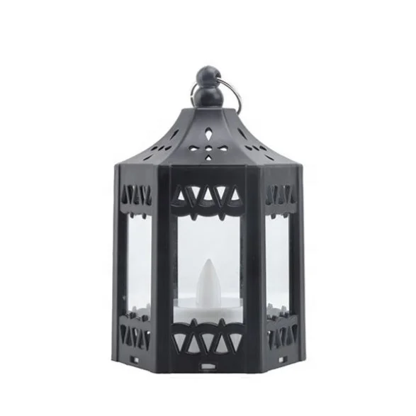 Wedding Home Decor Black Plastic Ramadan Moroccan Mini Votive Led Tea Light Mini Candle Lanterns Holder