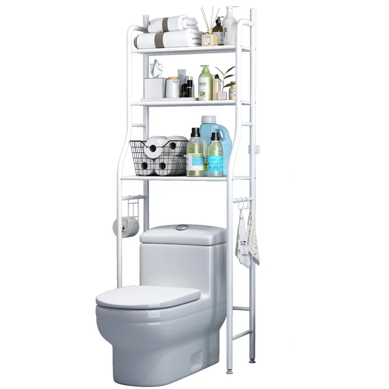 
Stainless Steel Rack Toilet Cabinet Shelving Kitchen Washing Machine Rack Bathroom Space-saving Shelf 