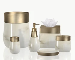 Gold bathroom products luxury bathroom sets accessories 6 pieces Set Poly resin bathroom Accessories sets for home