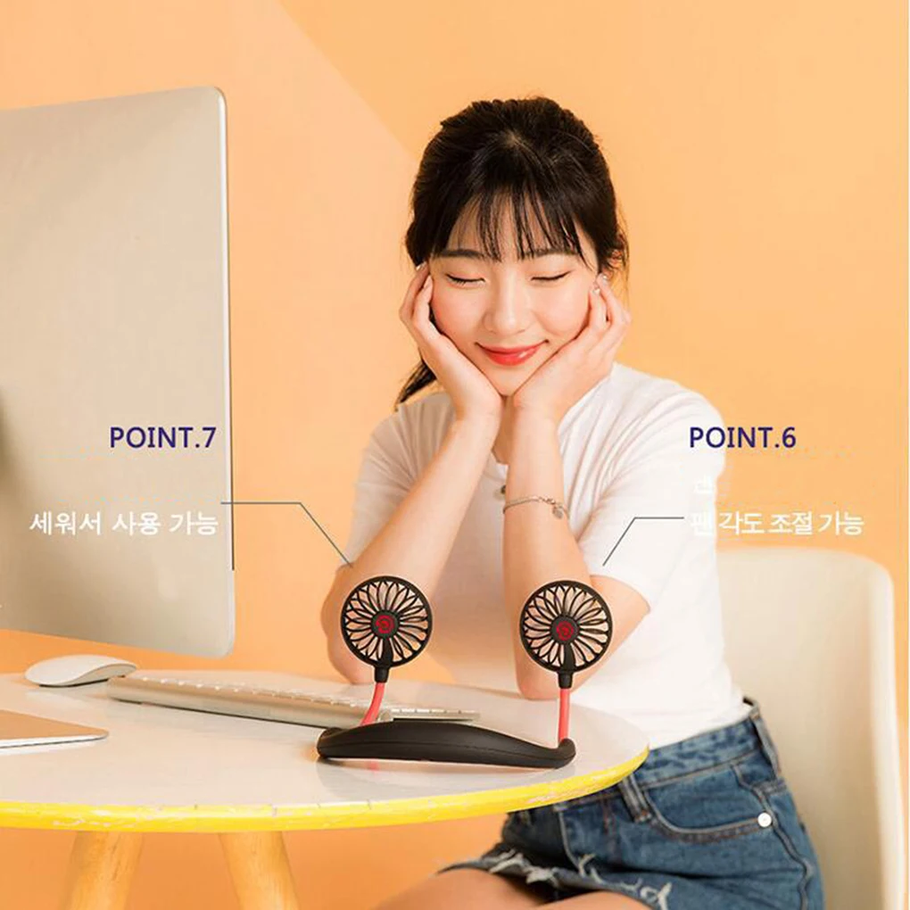 Hands Free Neck Band Air Cooler Fan Small Electric USB Air Conditioner Cooling Desk Fans Portable Mini Rechargeable Neck Fan